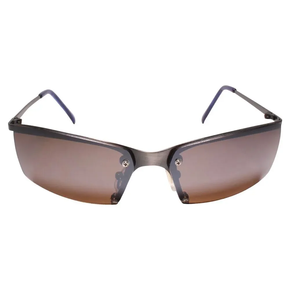 Classic Retro Stylish Semi Rimless Rectangle Wrap 80s 90s Gunmetal Sunglasses